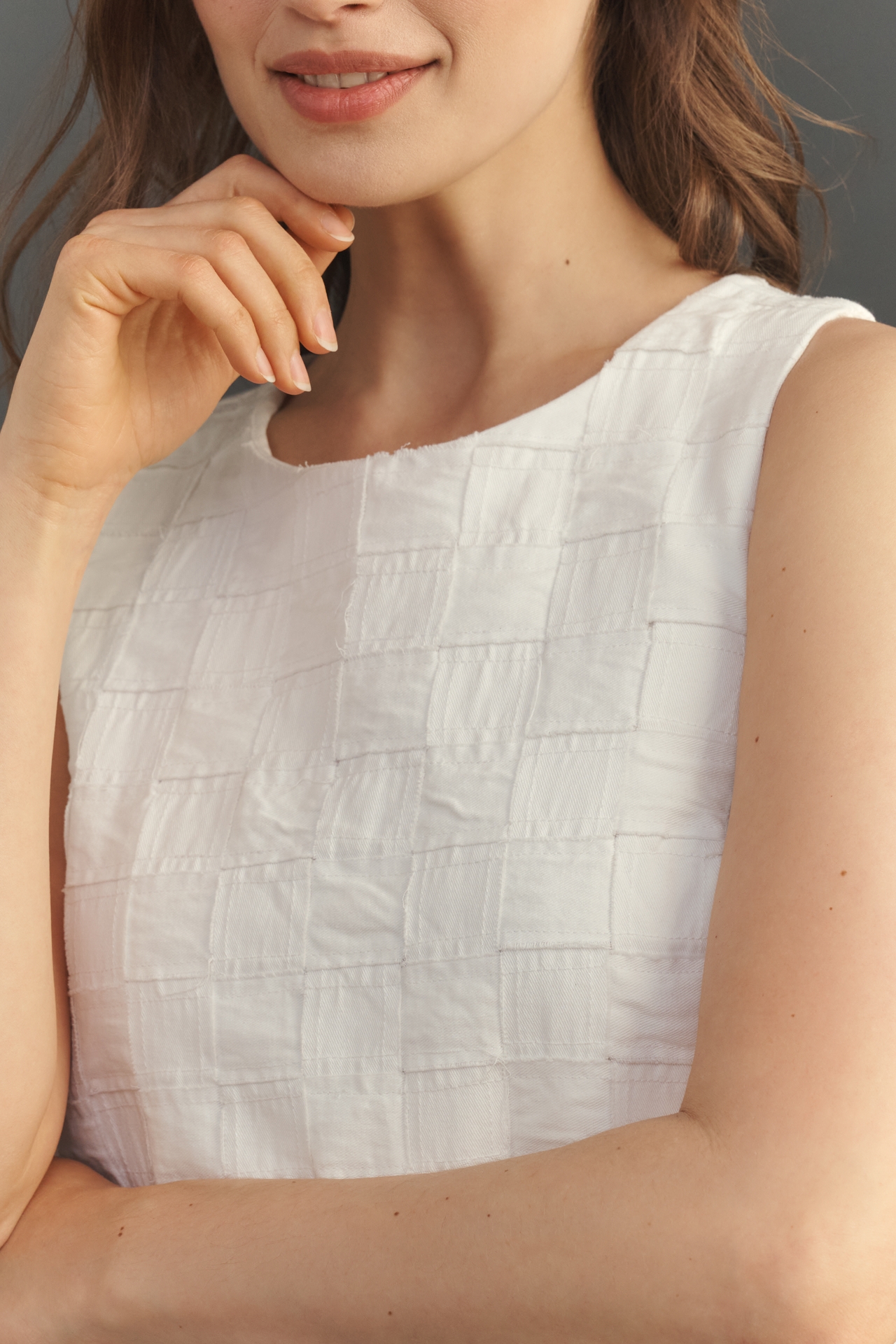 Maeve Textured Denim Shift Dress