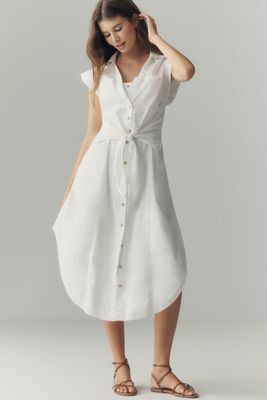 anthropologie white shirt dress Waisted Mini Shirtdress by Flat White, Size: Small at Anthropologie