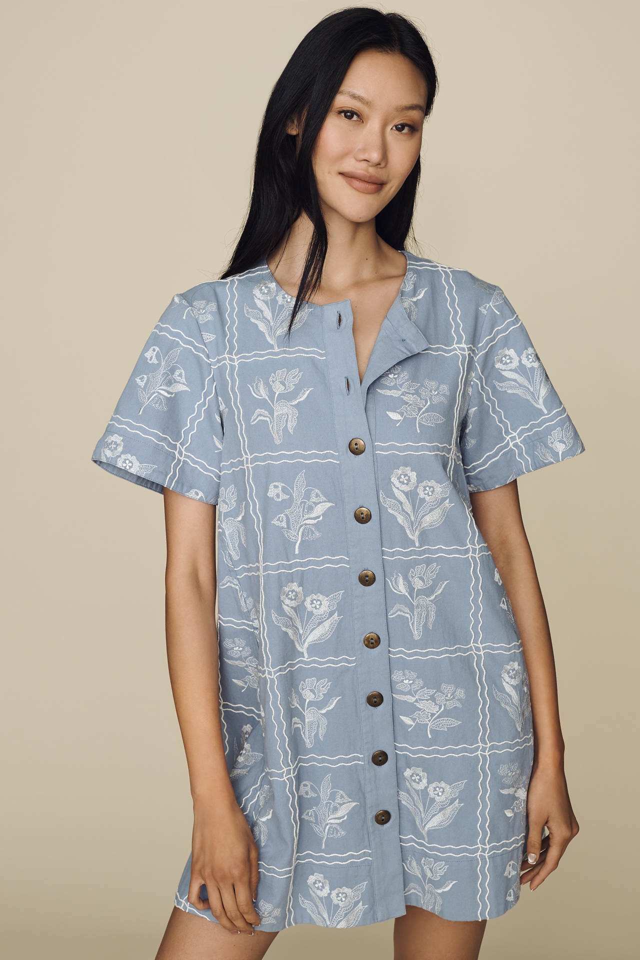 Maeve Emmy Swing Buttondown Mini Dress