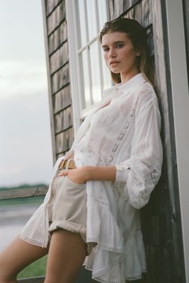 By Anthropologie Lace Panel Shirtdress