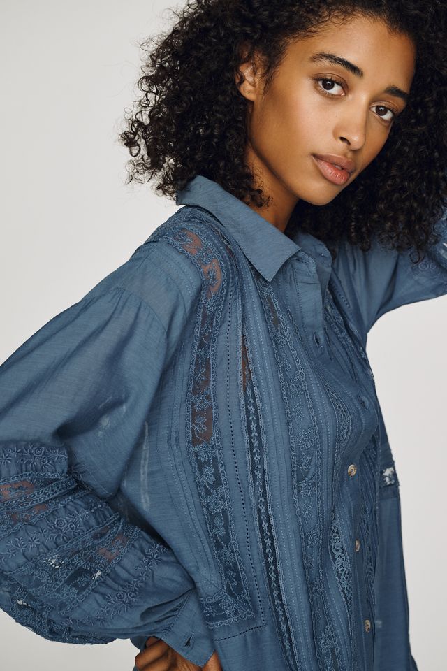 By Anthropologie Lace Panel Shirtdress #1
