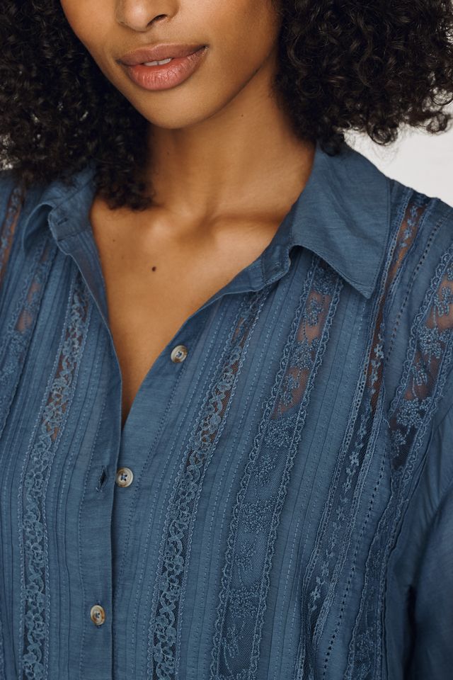 By Anthropologie Lace Panel Shirtdress #3