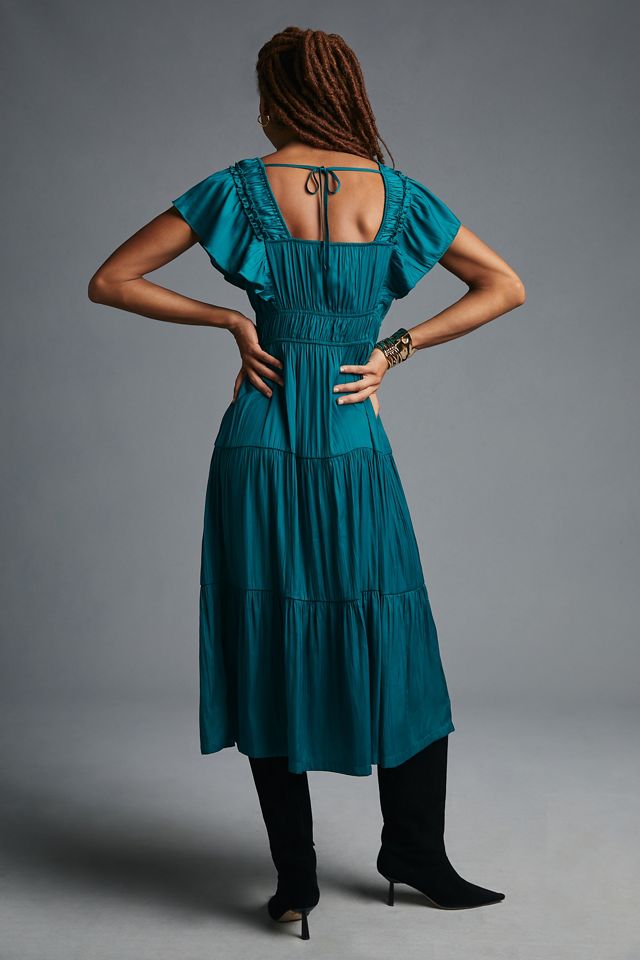 By Anthropologie Ruffled Tiered Midi Dress #2
