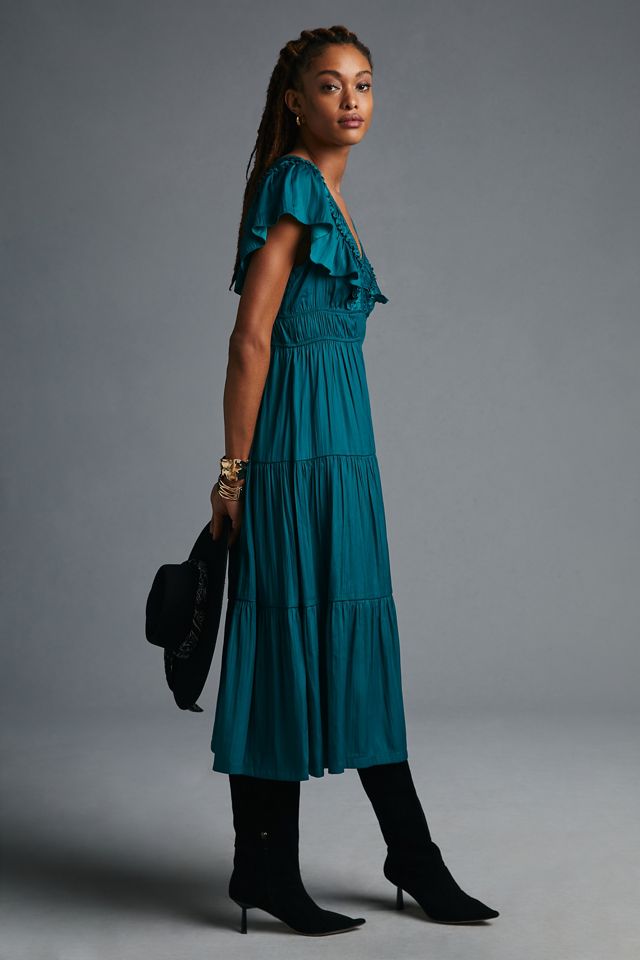 By Anthropologie Ruffled Tiered Midi Dress #3