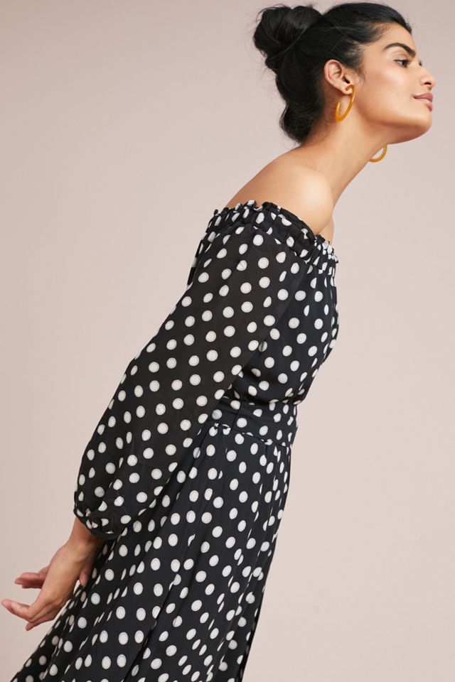 Dotted Off-The-Shoulder Dress #3