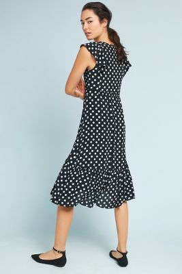 anthropologie green polka dot dress