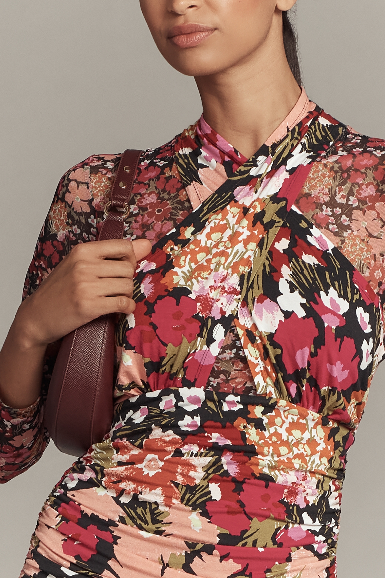 By Anthropologie Long-Sleeve Halter Mesh Midi Dress