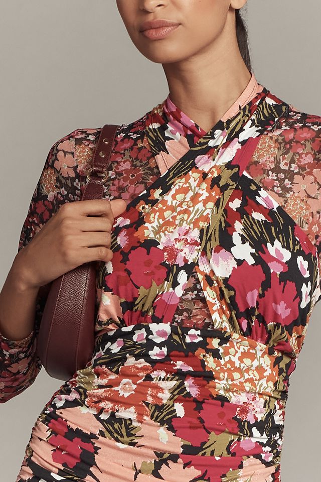 By Anthropologie Long-Sleeve Halter Mesh Midi Dress #1