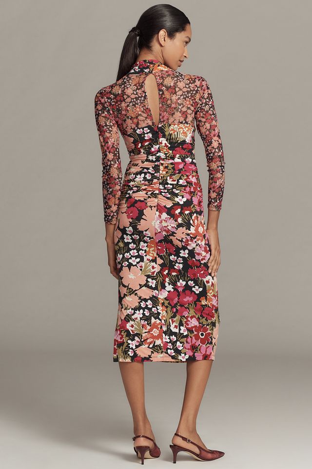 By Anthropologie Long-Sleeve Halter Mesh Midi Dress #2