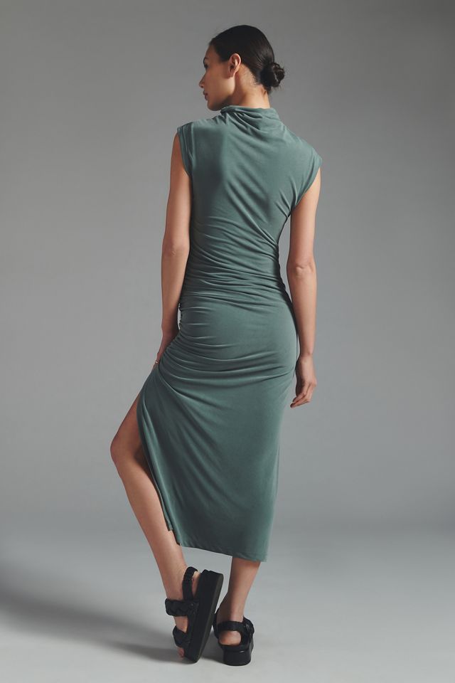 The Maya Ruched Cowl-Neck Dress: Cupro Edition #1