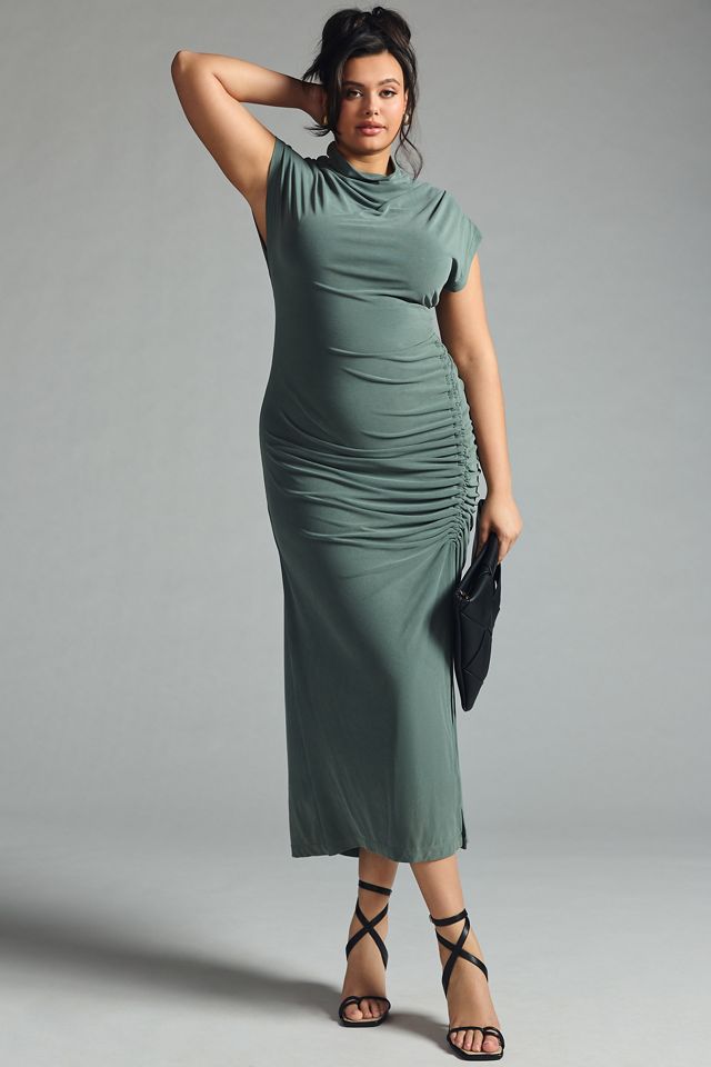 The Maya Ruched Cowl-Neck Dress: Cupro Edition #5