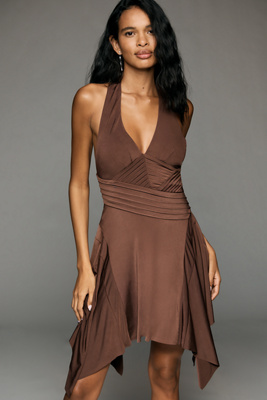 By Anthropologie Knit Plunge Halter Mini Dress | Anthropologie
