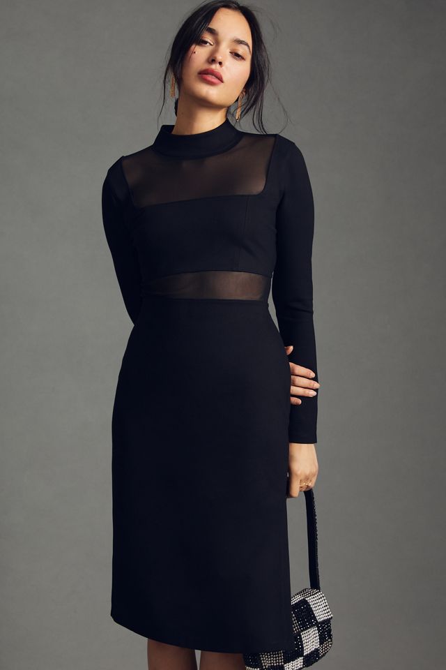 maeve sheer side slit dress Anthropologie Maeve Sheer Cutout Midi Dress