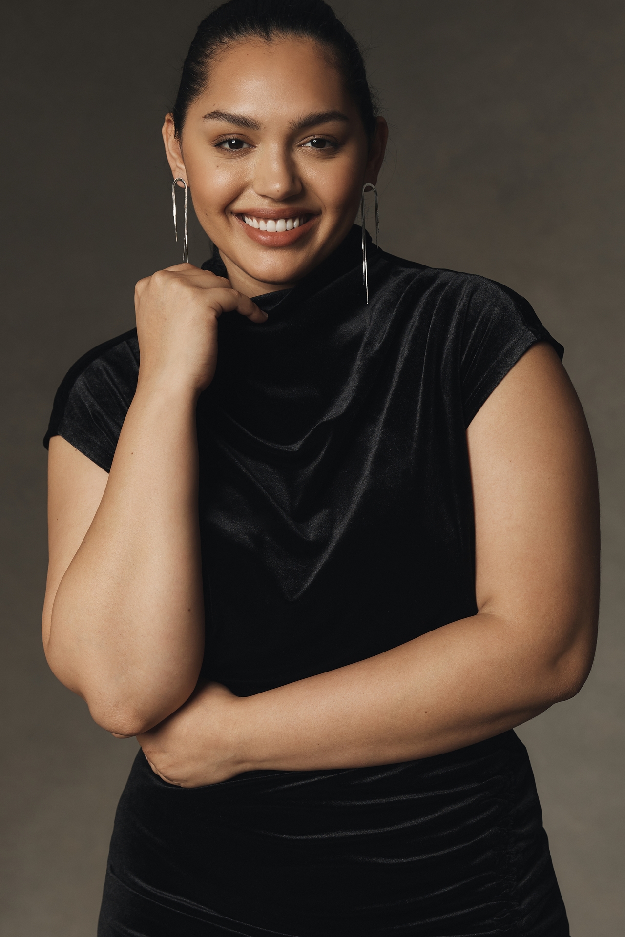 The Maya Stretch Velvet Cowl-Neck Dress