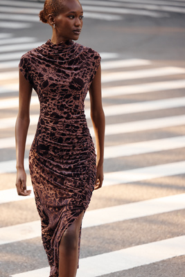 brown print dress 2019 Women's Dresses A cotton maxi dress