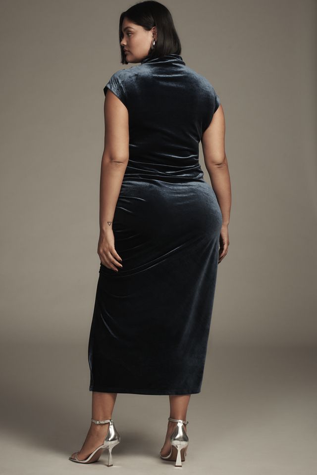 The Maya Stretch Velvet Cowl-Neck Dress #5