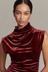 The Maya Ruched Cowl-Neck Dress: Stretch Velvet Edition
