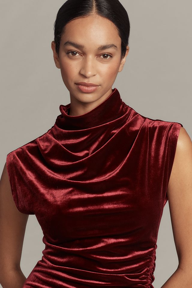 The Maya Stretch Velvet Cowl-Neck Dress #2