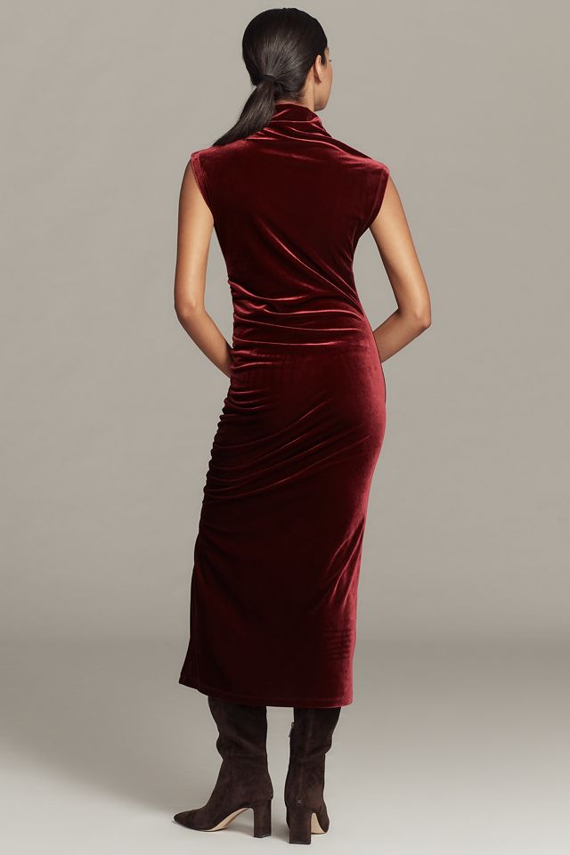 The Maya Stretch Velvet Cowl-Neck Dress #3