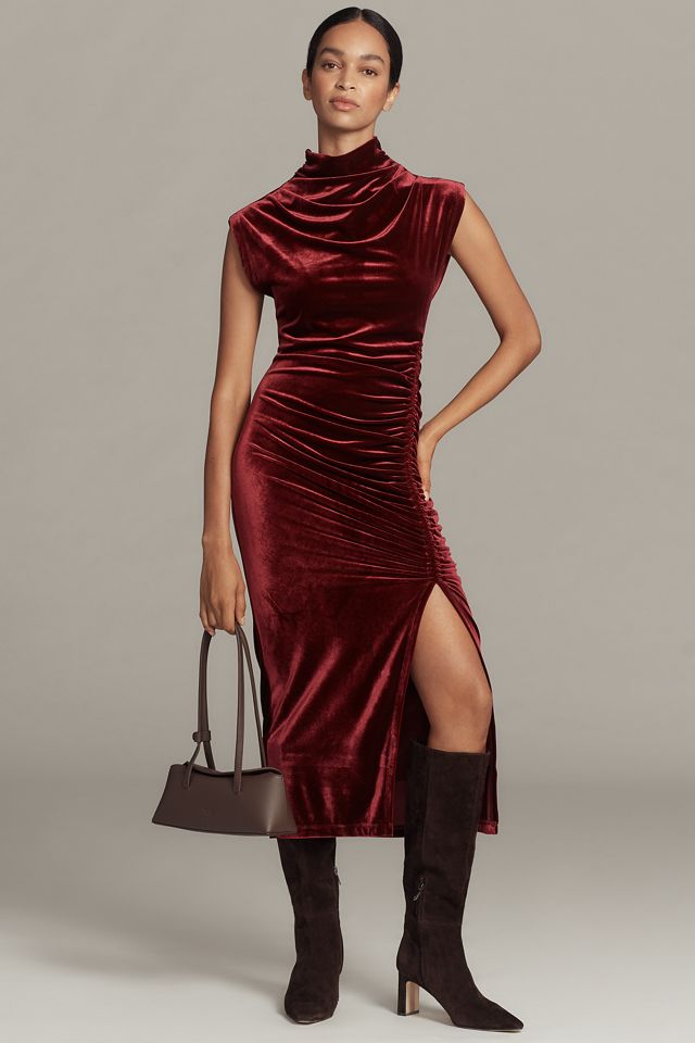 The Maya Stretch Velvet Cowl-Neck Dress #4