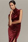 The Maya Ruched Cowl-Neck Dress: Stretch Velvet Edition