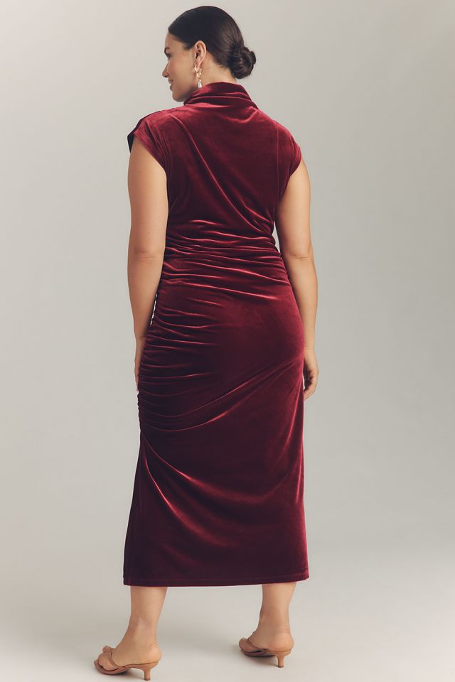 The Maya Stretch Velvet Cowl-Neck Dress #6