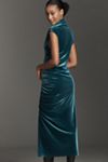 The Maya Ruched Cowl-Neck Dress: Stretch Velvet Edition