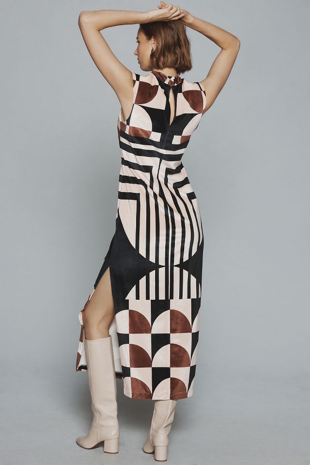By Anthropologie Sleeveless Mock-Neck Column Midi Dress #3