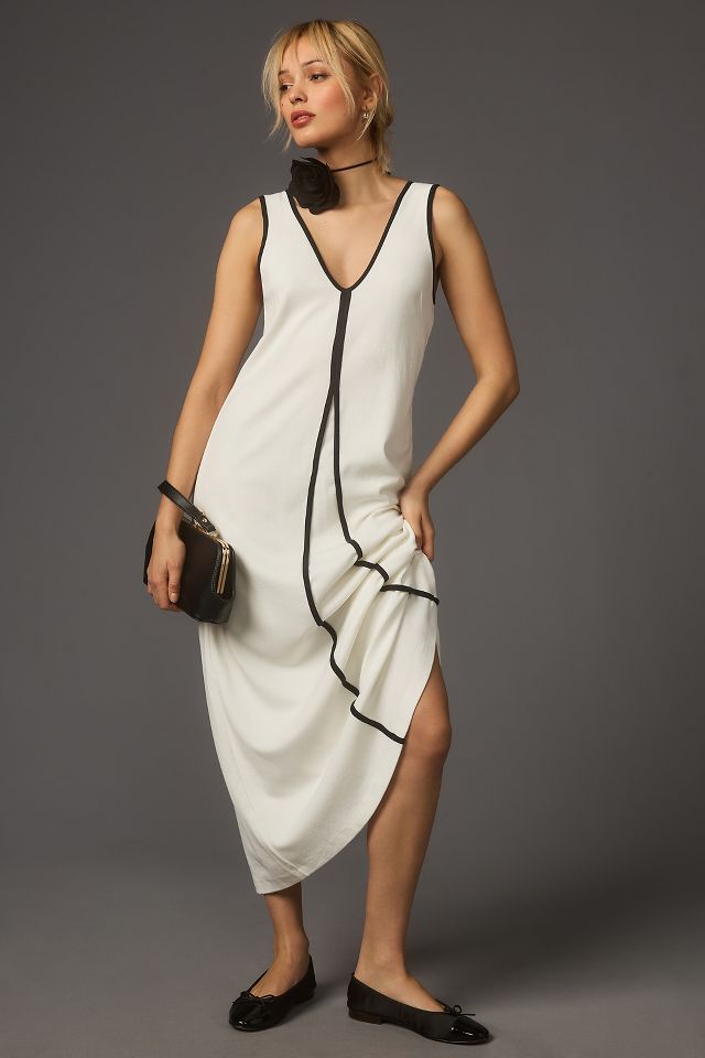 Anthropologie black sale and white dress