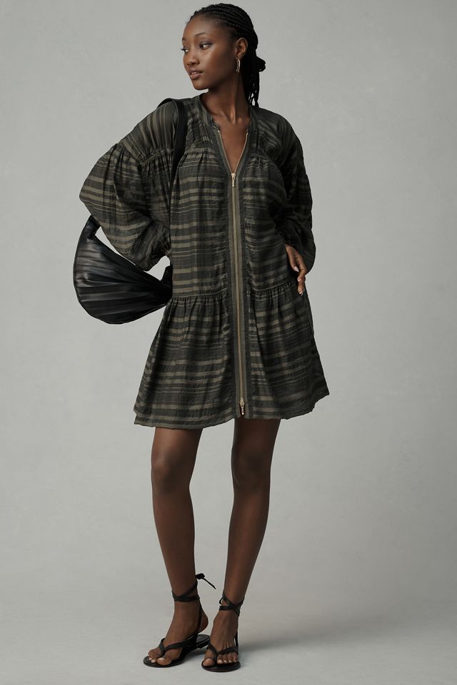 By Anthropologie Long-Sleeve Zip-Front Mini Dress #2