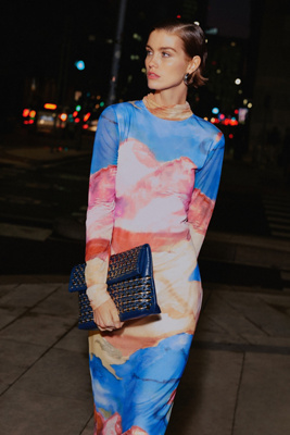 By Anthropologie Mock-neck Knit Maxi Dress In Blue