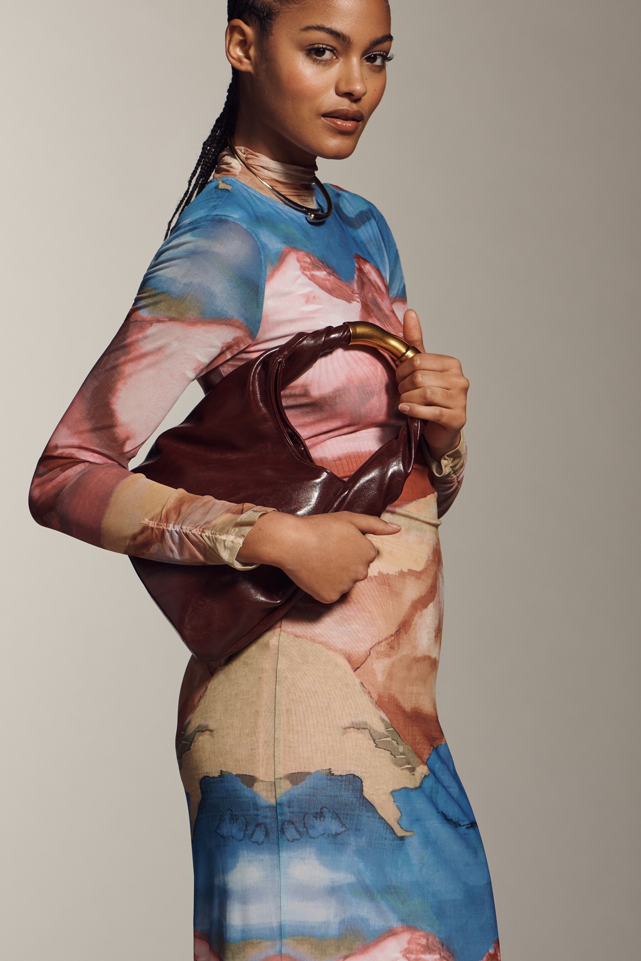 By Anthropologie Mock-Neck Knit Maxi Dress