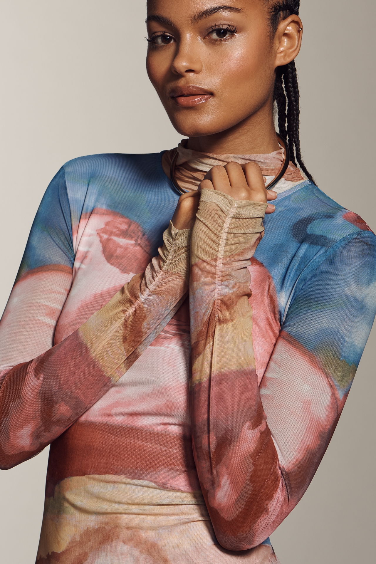 By Anthropologie Mock-Neck Knit Maxi Dress