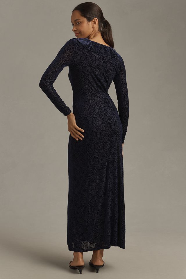 anthropologie black dress velvet NWT Anthropologie The Somerset Maxi Dress: Velvet Edition $180 PLUS 1X  Black