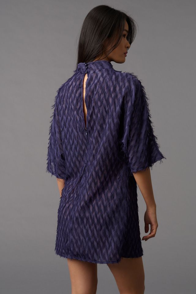 By Anthropologie Short-Sleeve Fringe Mini Dress #1