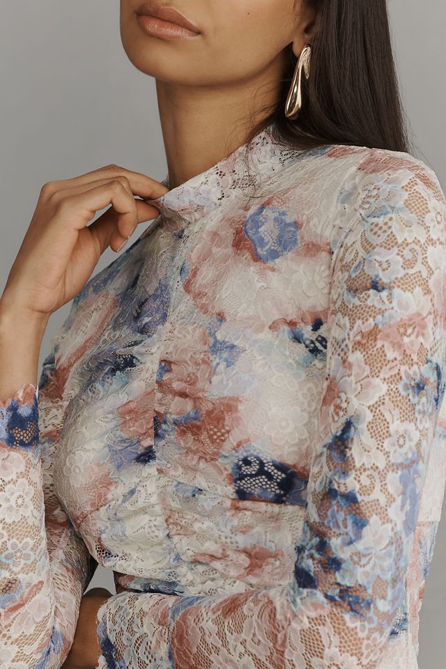 By Anthropologie Mock-Neck Fitted Lace Dress #1