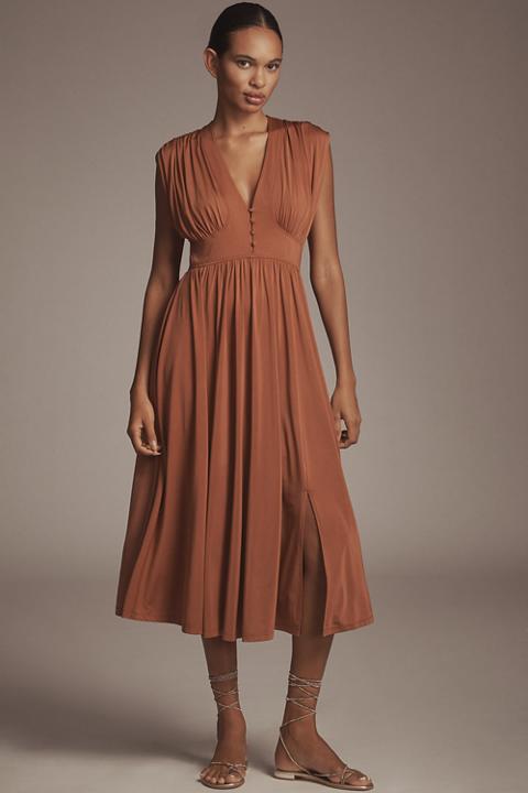 By Anthropologie Sleeveless V-Neck A-Line Midi Dress