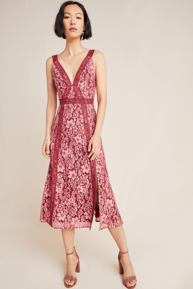 Leticia Embroidered Lace Midi Dress | Anthropologie