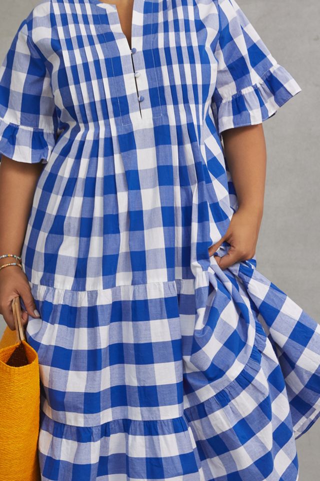 WHIT TWO Gingham Tiered Midi Dress #5
