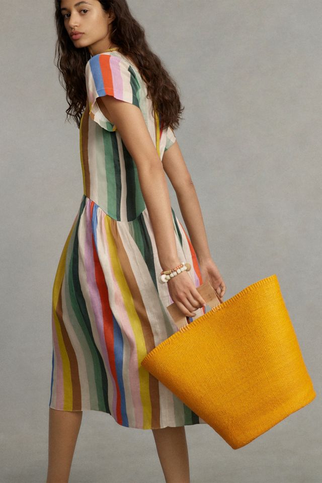 WHIT TWO Striped Linen Midi Dress #3