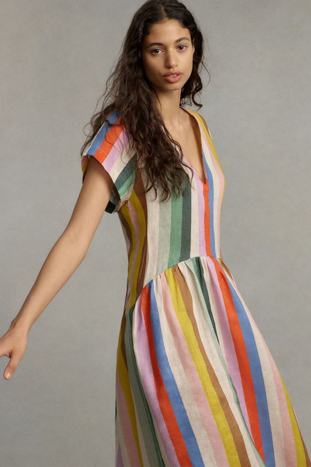 WHIT TWO Striped Linen Midi Dress #4