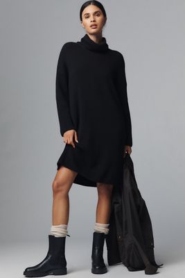 Barbour Turtleneck Rib Stretch Sweater Mini Dress