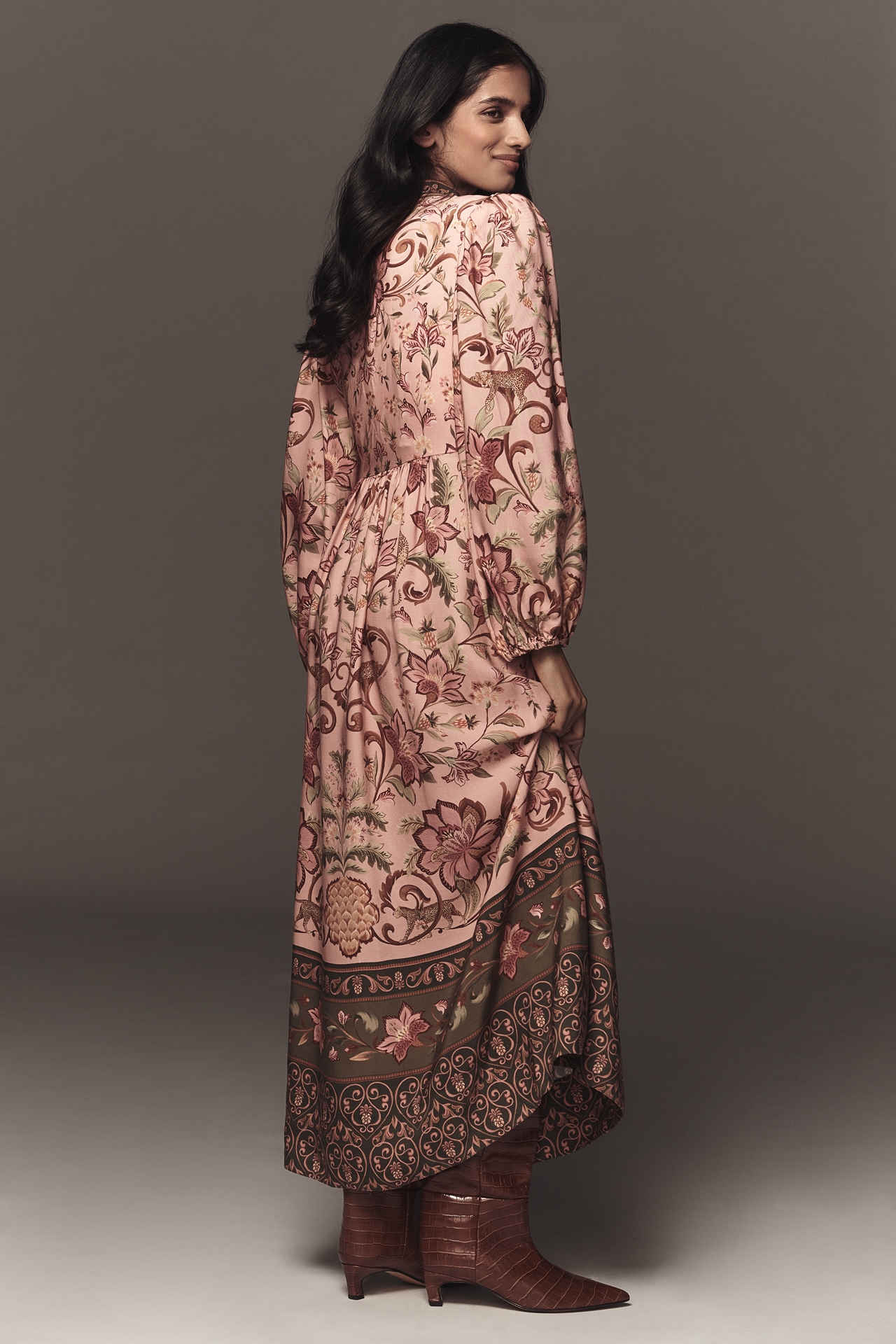 Barbour x Farm Rio Alice Long-Sleeve Maxi Dress