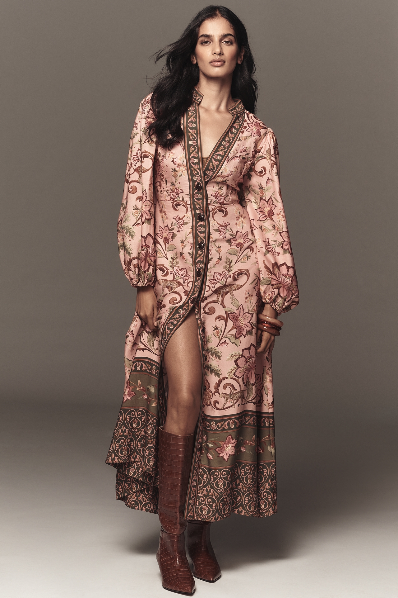 Barbour x Farm Rio Alice Long-Sleeve Maxi Dress