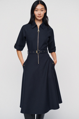 Barbour Arlene Leather Trim Zip Front Midi Dress by Anthropologie