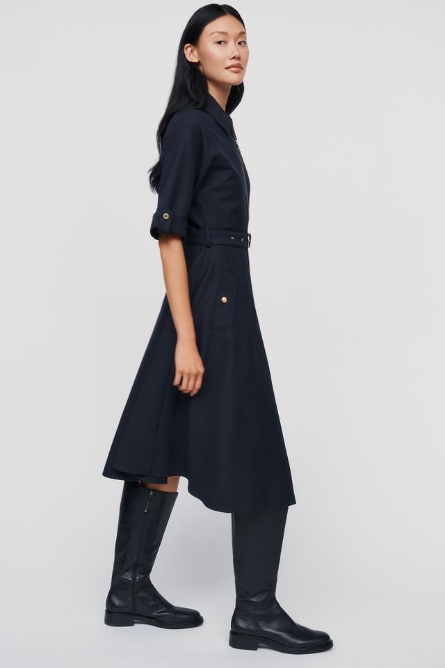 Barbour Arlene Leather Trim Zip Front Midi Dress #2