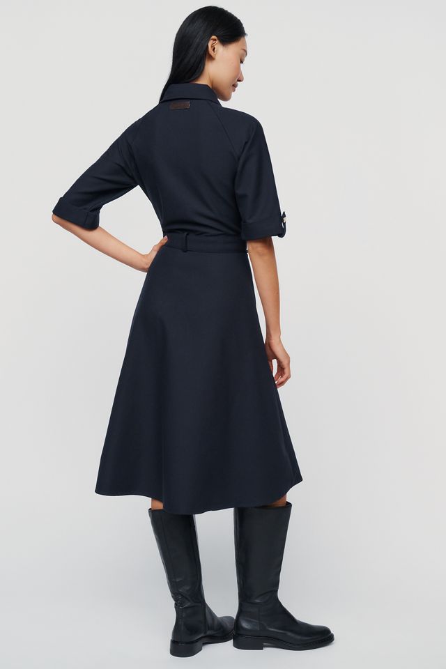 Barbour Arlene Leather Trim Zip Front Midi Dress #4