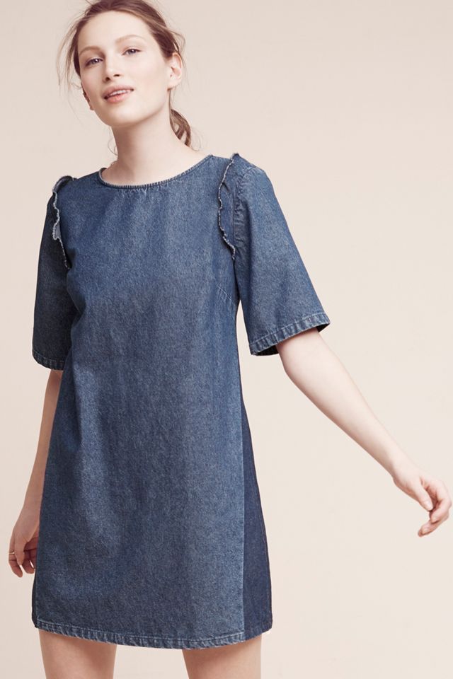 Ruffled Denim Shift Dress #3