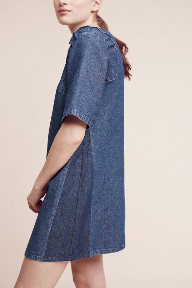 Ruffled Denim Shift Dress #1