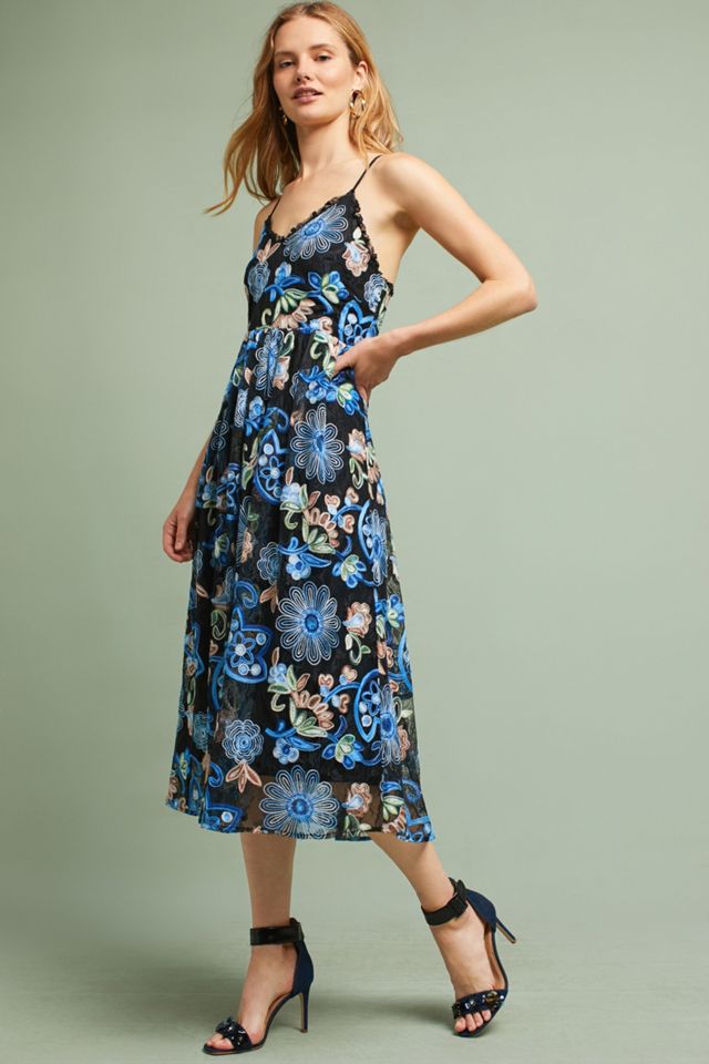 slim fit dress slacks Marina Deep V-Neckline 3/4 Sleeves Ruched Waist Back Zipper Closure  Metallic Floral A-Line Dress (Plus Size)| Available at Immediate Apparel main image 1